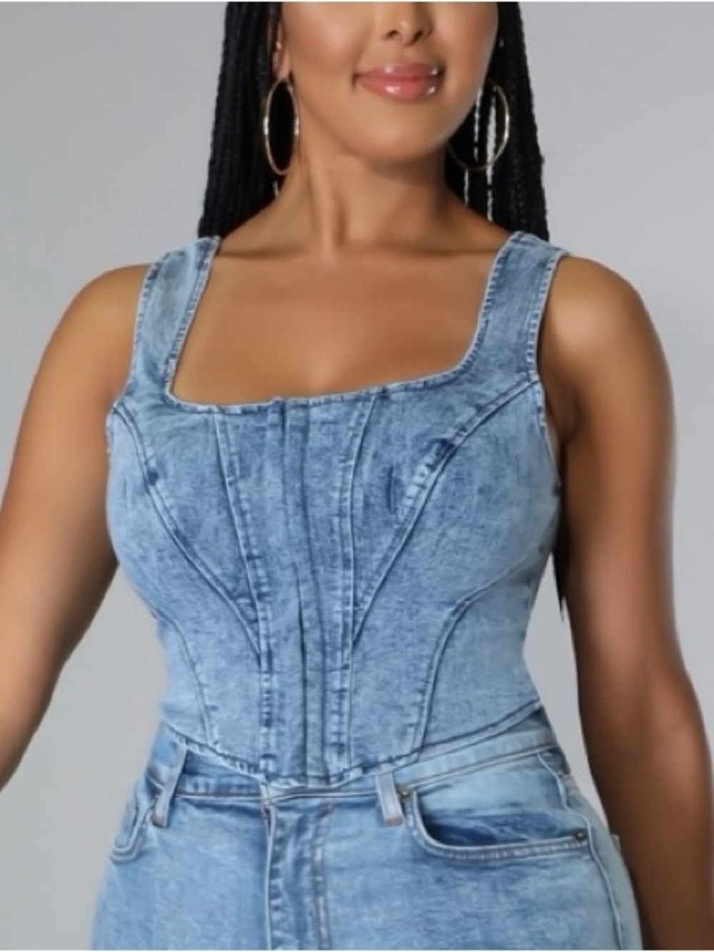 Women’s Light Blue Denim Corset Top